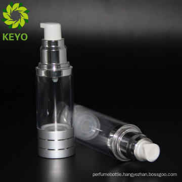 Guangzhou plastic bottle glass bottle 2 oz airless pump bottle with transparent color